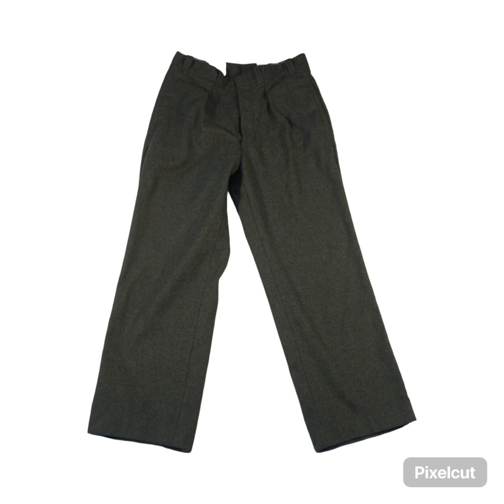 Vintage 80s Mens Dress Pants 29x27 Gray Wool Formal Pleated Front Straight Leg